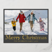 Vrolijk Kerstfeest Gouden Folie Kalligrafie & Foto Folie Feestdagen Briefkaart (Voorkant)