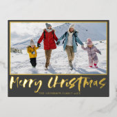 Vrolijk Kerstfeest Gouden Folie Kalligrafie & Foto Folie Feestdagen Briefkaart (Voorkant)