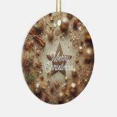 Vrolijk Kerstfeest Gouden Glitter Star Keramisch Ornament (Rechts)