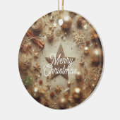 Vrolijk Kerstfeest Gouden Glitter Star Keramisch Ornament (Links)