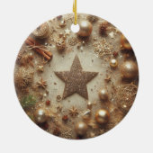 Vrolijk Kerstfeest Gouden Glitter Star Keramisch Ornament (Achterkant)