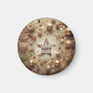 Vrolijk Kerstfeest Gouden Glitter Star Magneet