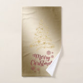 Vrolijk kerstfeest. gouden kerstboom bad handdoek (Handdoek)