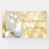 Vrolijk kerstfeest, gouden kerstversieringen spandoek (Horizontaal)