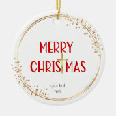 Vrolijk Kerstfeest Gouden Kruis Wit Rood Ornament (Voorkant)
