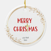 Vrolijk Kerstfeest Gouden Kruis Wit Rood Ornament (Achterkant)