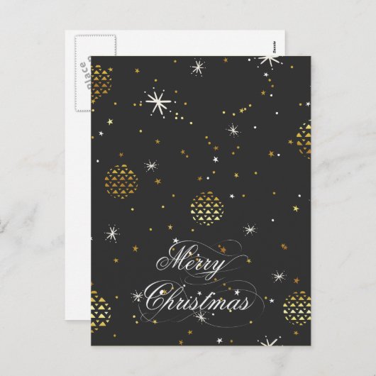 Vrolijk kerstfeest - gouden lampions en witte ster feestdagenkaart (Voorkant / Achterkant)