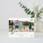 Vrolijk Kerstfeest Gouden Mistletoe 3 Fotocollage Feestdagenkaart (Staand voorkant)