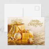 Vrolijk kerstfeest gouden Ornamenten en geschenkdo Feestdagenkaart (Voorkant / Achterkant)