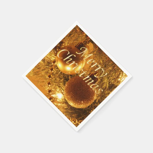 Vrolijk Kerstfeest Gouden Ornamenten Servetten (Hoek)