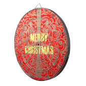 Vrolijk Kerstfeest Gouden Rode Sneeuw Glitter Hear Dartbord (Voorkant Rechts)