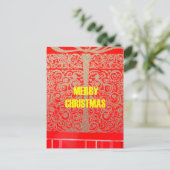 Vrolijk Kerstfeest Gouden Rode Sneeuw Glitter Hear Feestdagenkaart (Staand voorkant)