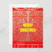 Vrolijk Kerstfeest Gouden Rode Sneeuw Glitter Hear Feestdagenkaart (Voorkant / Achterkant)