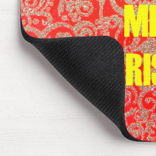 Vrolijk Kerstfeest Gouden Rode Sneeuw Glitter Hear Muismat (Hoek)