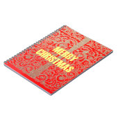 Vrolijk Kerstfeest Gouden Rode Sneeuw Glitter Hear Notitieboek (Linkerzijde)