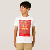 Vrolijk Kerstfeest Gouden Rode Sneeuw Glitter Hear T-shirt (Voorkant volledig)