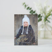 Vrolijk kerstfeest | gouden stippen | Foto-briefka Feestdagenkaart (Staand voorkant)