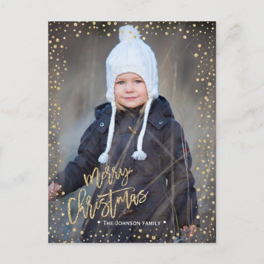 Vrolijk kerstfeest | gouden stippen | Foto-briefka Feestdagenkaart (Voorkant)
