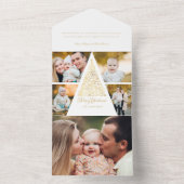 Vrolijk Kerstfeest Gouden Wervelboom 4 Fotocollage All In One Uitnodiging (Binnen)