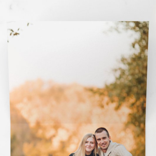 Vrolijk Kerstfeest Gouden Wervelboom 4 Fotocollage Drieluik Wenskaart (Binnenzijde eerst)