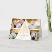 Vrolijk Kerstfeest Gouden Wervelboom 4 Fotocollage Feestdagen Kaart (Voorkant)
