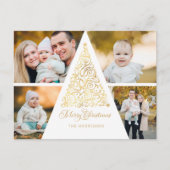 Vrolijk Kerstfeest Gouden Wervelboom 4 Fotocollage Feestdagenkaart (Voorkant)