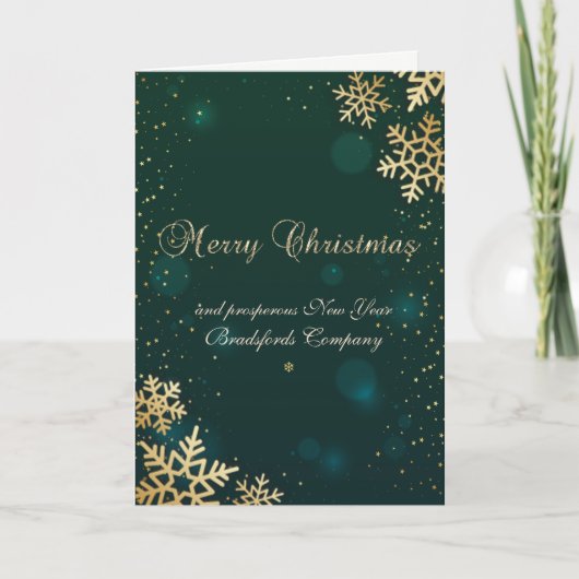 Vrolijk kerstfeest, goudsneeuwvlokken, rood feestdagen kaart (Voorkant)