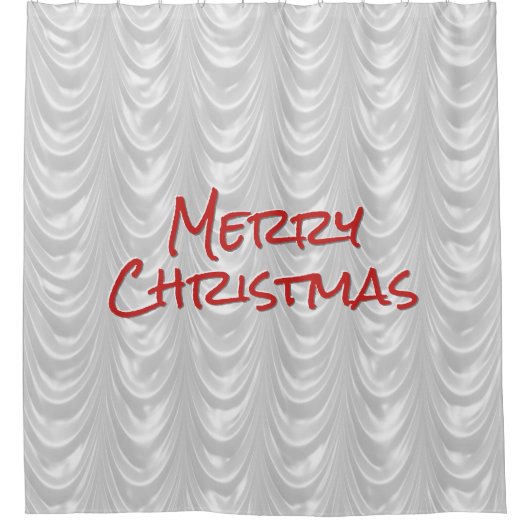 Vrolijk kerstfeest: Grafisch wit ruched Satin Douchegordijn (Voorkant)