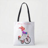 Vrolijk kerstfeest - Grappig gnome met Bike en Gif Tote Bag (Voorkant)