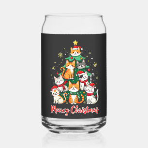 Vrolijk Kerstfeest Grappig Kerstkitten Kerstboom Blikvorm Glas