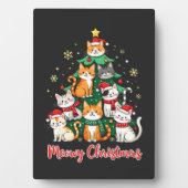 Vrolijk Kerstfeest Grappig Kerstkitten Kerstboom Fotoplaat (voorkant)