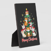 Vrolijk Kerstfeest Grappig Kerstkitten Kerstboom Fotoplaat (Zijkant)