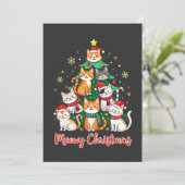 Vrolijk Kerstfeest Grappig Kerstkitten Kerstboom Kaart (Staand voorkant)