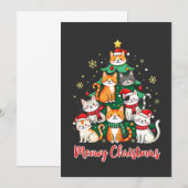 Vrolijk Kerstfeest Grappig Kerstkitten Kerstboom Kaart (Voorkant / Achterkant)