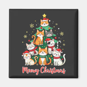 Vrolijk Kerstfeest Grappig Kerstkitten Kerstboom Magneet