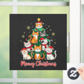 Vrolijk Kerstfeest Grappig Kerstkitten Kerstboom Raamsticker (Huis)
