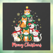 Vrolijk Kerstfeest Grappig Kerstkitten Kerstboom Raamsticker (Vel 3)