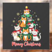 Vrolijk Kerstfeest Grappig Kerstkitten Kerstboom Raamsticker (Vel 2)