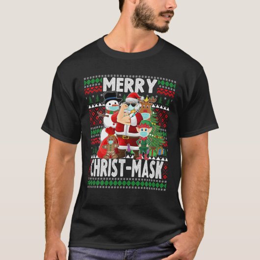 Vrolijk kerstfeest - Grappig kerstmasker T-shirt (Voorkant)