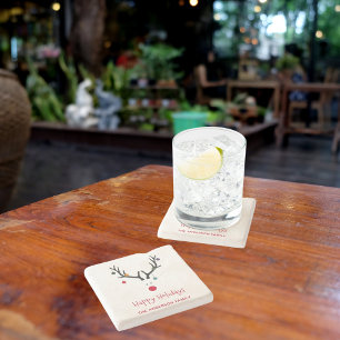 Vrolijk kerstfeest, grappig rendierwit stenen onderzetter