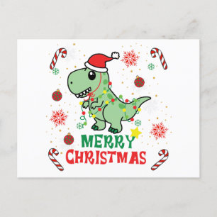 Vrolijk Kerstfeest Grappig Santa Dinosaur Feestdagenkaart