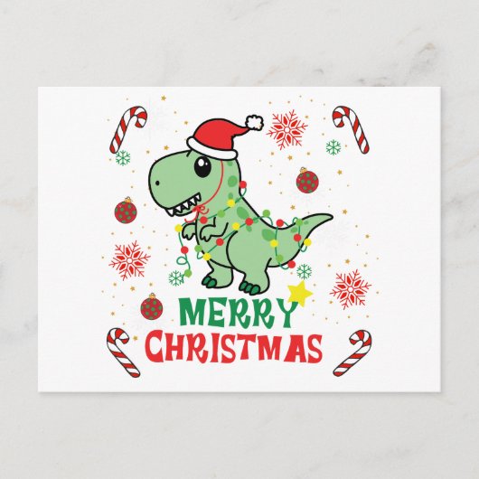 Vrolijk Kerstfeest Grappig Santa Dinosaur Feestdagenkaart (Voorkant)