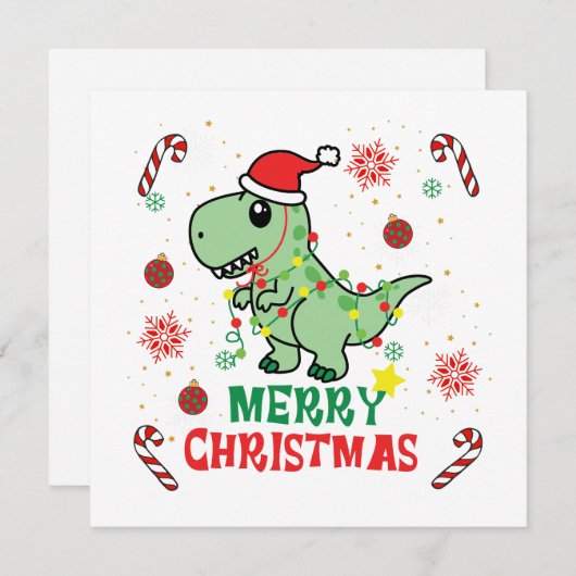 Vrolijk Kerstfeest Grappig Santa Dinosaur Feestdagenkaart (Voorkant / Achterkant)
