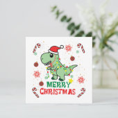Vrolijk Kerstfeest Grappig Santa Dinosaur Feestdagenkaart (Staand voorkant)