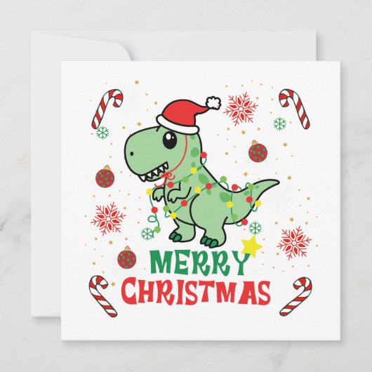 Vrolijk Kerstfeest Grappig Santa Dinosaur Feestdagenkaart (Voorkant)