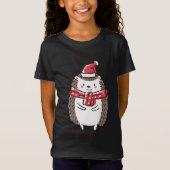Vrolijk Kerstfeest Grappig Schattige Hedgehog Sant T-shirt (Voorkant)