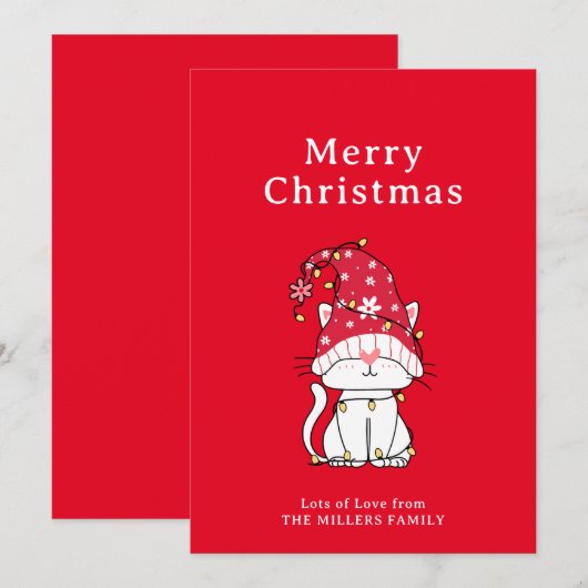 Vrolijk kerstfeest Grappig Schattige kerstkat Feestdagenkaart (Voorkant / Achterkant)