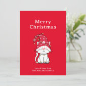 Vrolijk kerstfeest Grappig Schattige kerstkat Feestdagenkaart (Staand voorkant)