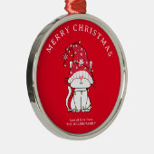 Vrolijk kerstfeest Grappig Schattige kerstkat Metalen Ornament (Rechts)