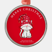 Vrolijk kerstfeest Grappig Schattige kerstkat Metalen Ornament (Voorkant)